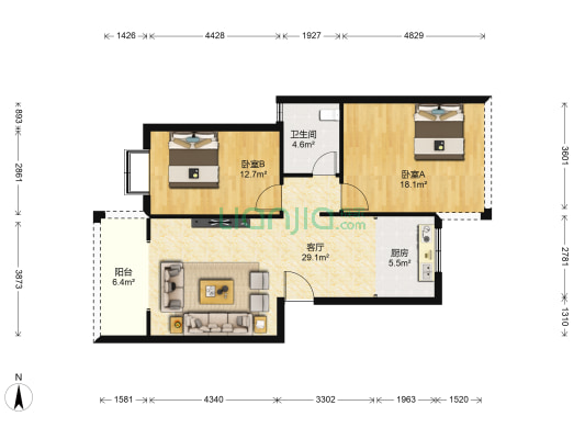 永达泊林郡 2室1厅1卫 81平方