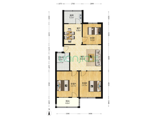 北园大街234 3室2厅1卫 99平方