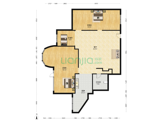 锦泰公寓 3室1厅1卫 190平方