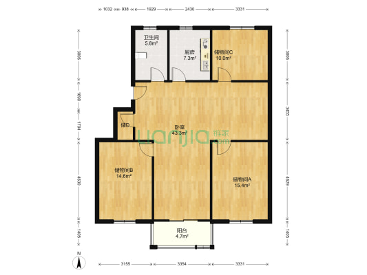 新锦园 1室0厅1卫 122平方