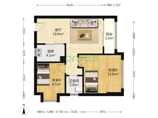 万豪御景苑 2室1厅1卫 44平方