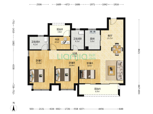 天安同进·浔筑 4室1厅2卫 122平方