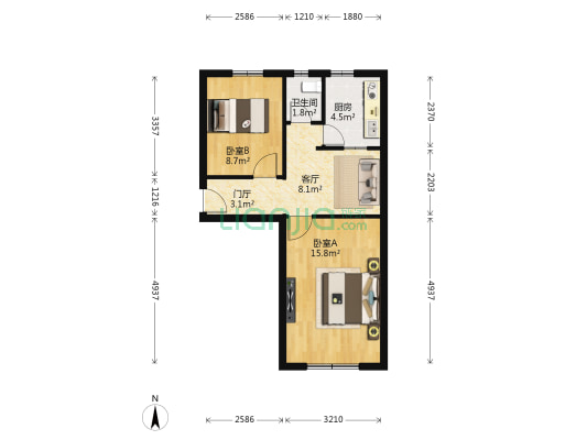 马家堡路68号院 2室1厅1卫 54平方