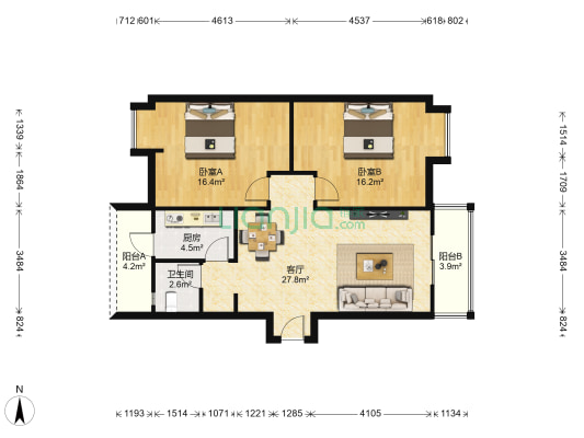 永兴佳苑 2室1厅1卫 95平方