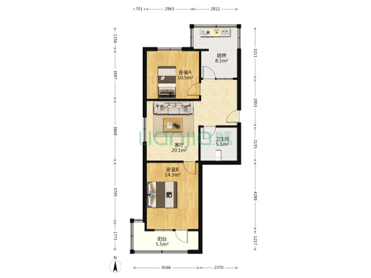 农林巷八号院 2室1厅1卫 72平方