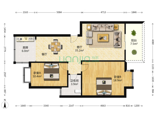 福馨苑 2室1厅1卫 89平方