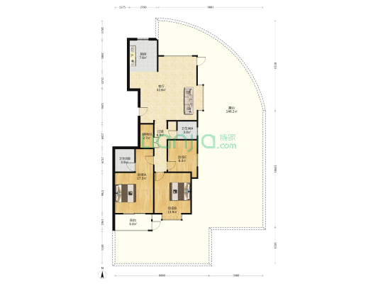 方泰嘉园 3室1厅2卫 133平方
