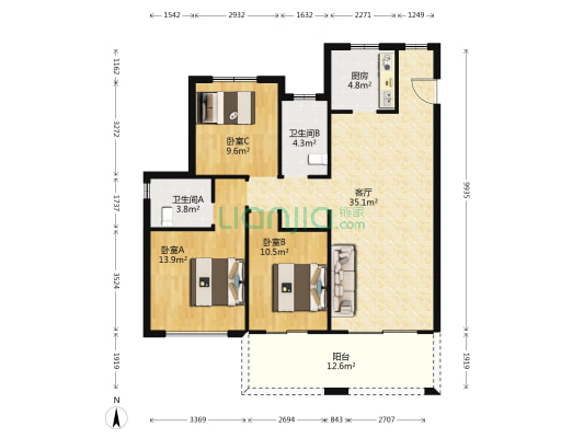 华润阜阳中心旭府 3室1厅2卫 116平方