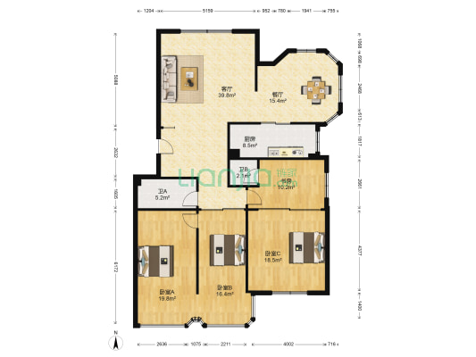 双新公寓 4室2厅2卫 161平方
