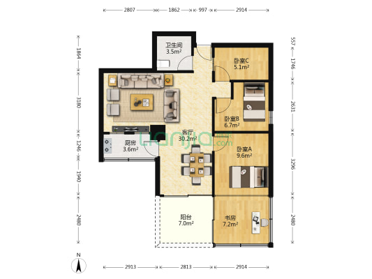 加怡大厦 4室1厅1卫 79平方