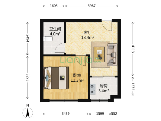 金渤海憬 1室1厅1卫 51平方