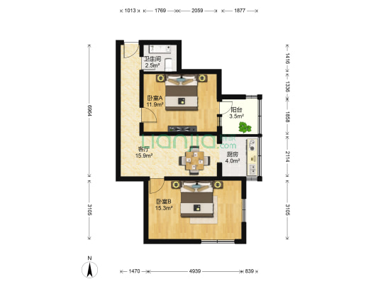 新文化街 2室1厅1卫 67平方
