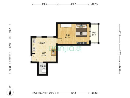 二龙路 1室1厅1卫 43平方
