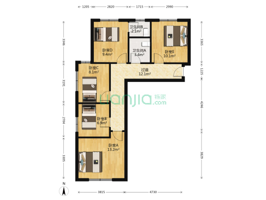远洋荣域B4区 5室0厅2卫 89平方