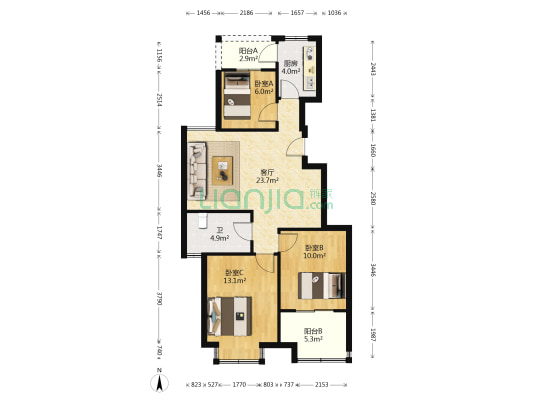 邵余华庭 3室1厅1卫 90平方