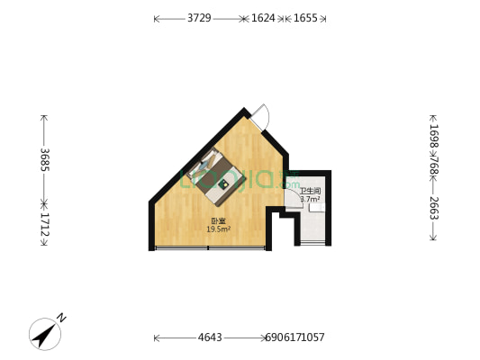 台江商都汇 1室0厅1卫 44平方