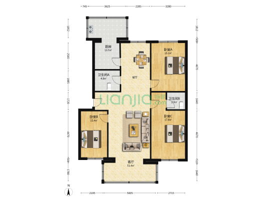 东北地理所辽阳小区西区 3室1厅2卫 138平方