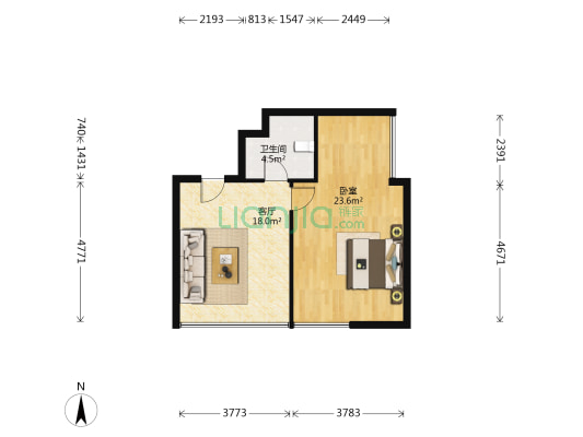 伟业大厦 1室1厅1卫 83平方