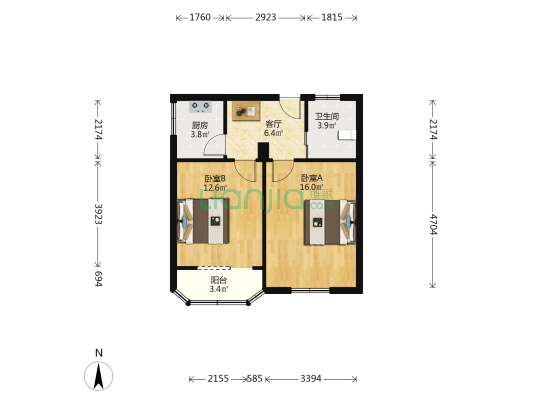 耀华大楼 2室1厅1卫 70平方