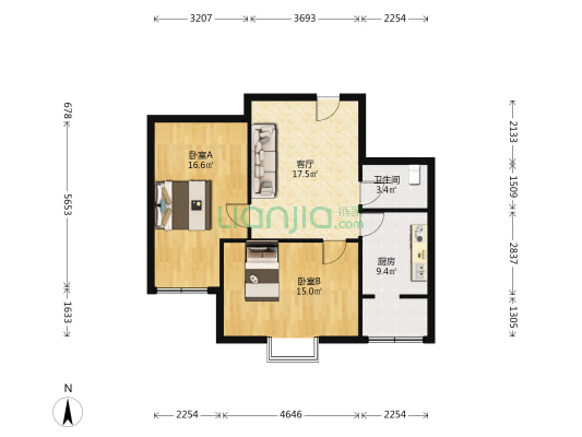 迎宾苑住宅小区 2室1厅1卫 82平方