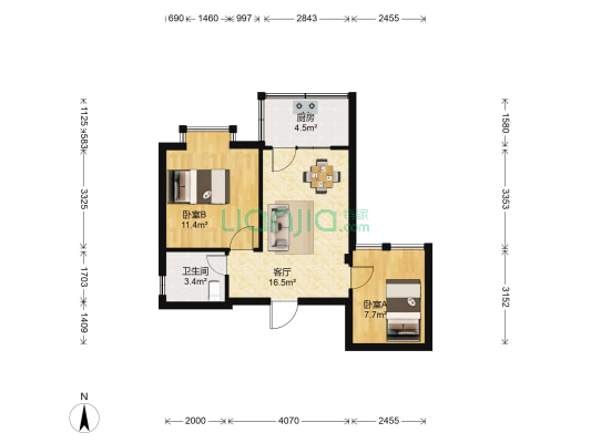 铧兴花园 2室1厅1卫 65平方