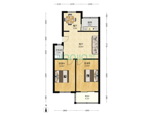 上营坊街48号住宅小区 2室2厅1卫 71平方