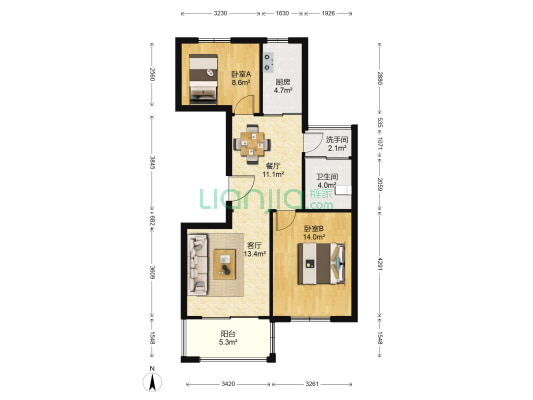 湖滨花园(吴中区) 2室2厅2卫 87平方