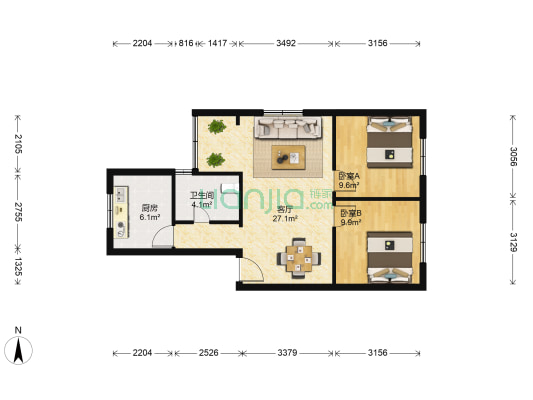 和平瑞苑 2室1厅1卫 71平方