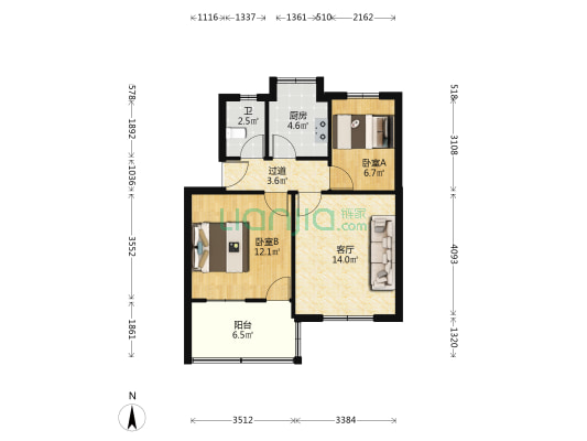 中河路32号 2室1厅1卫 62平方