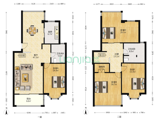 锦江花园 4室1厅2卫 188平方