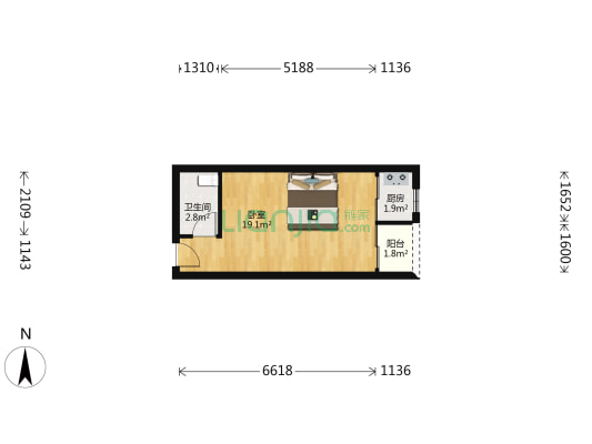 新汇时光 1室0厅1卫 34平方
