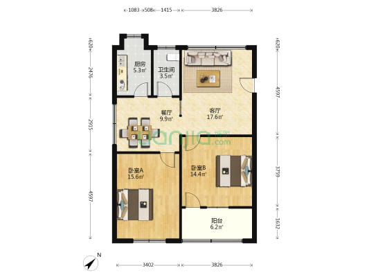 高庄公寓 2室2厅1卫 89平方
