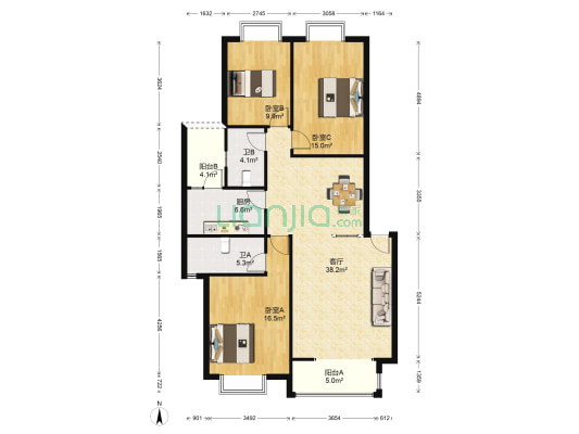 都市府邸 3室1厅2卫 117平方