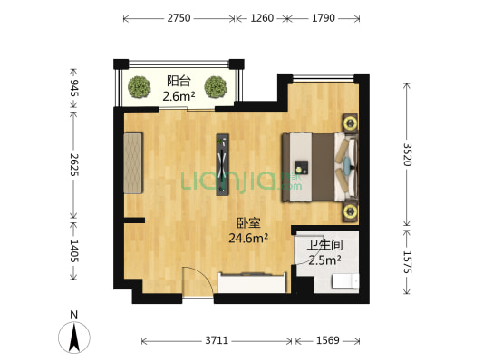 南昌锦海东方银座 1室0厅1卫 37平方