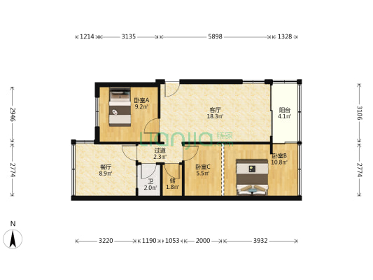 建设六马路 3室2厅1卫 71平方