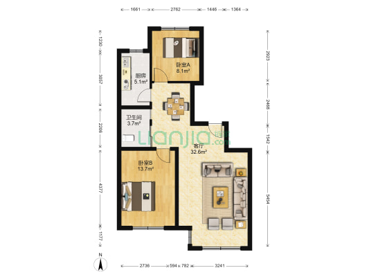 府梓里居 2室1厅1卫 84平方