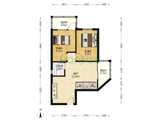 金沙俊园 2室1厅1卫 71平方