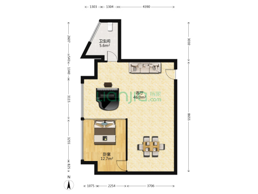 尚东国际商务中心 1室1厅1卫 99平方