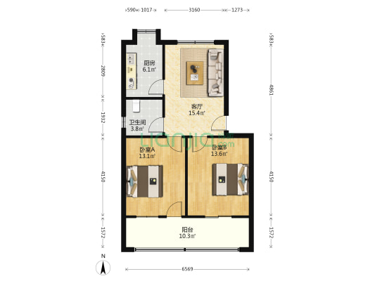 襄阳市商务局大庆西路家属院 2室1厅1卫 71平方