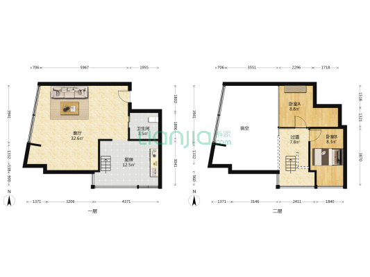 兆翔海天韵 2室1厅1卫 68平方