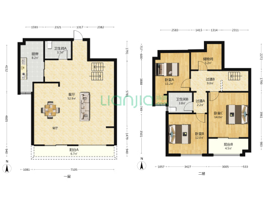翡翠公馆 3室1厅2卫 132平方