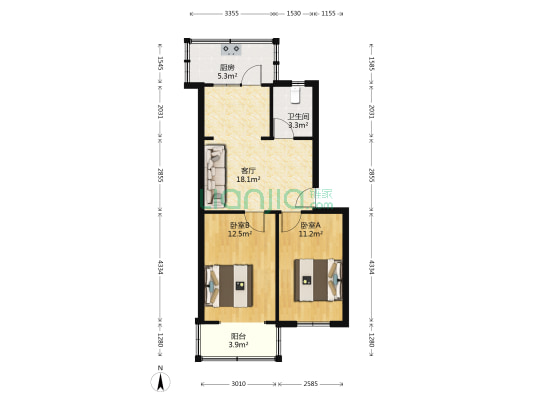 华亿鑫居 2室1厅1卫 98平方