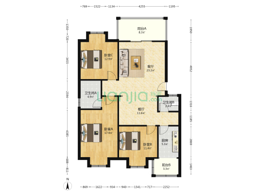 江安中路62号 3室2厅2卫 110平方