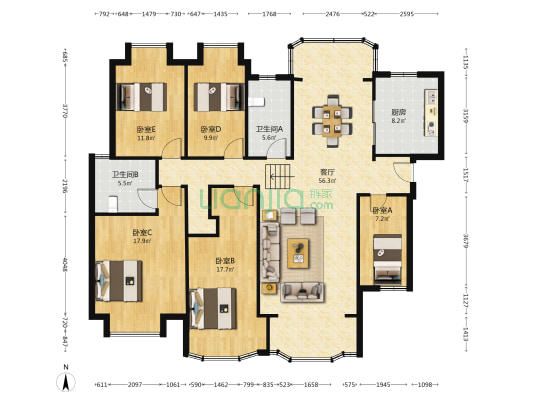 和顺苑 5室1厅2卫 158平方