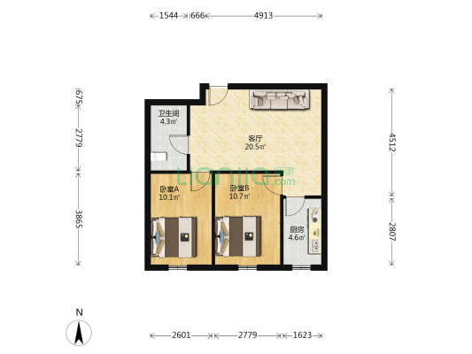 大江金悦城 2室1厅1卫 75平方