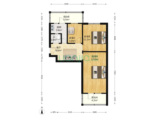 迎泽南社区 3室1厅1卫 70平方