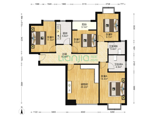 市政馨苑 4室0厅2卫 132平方