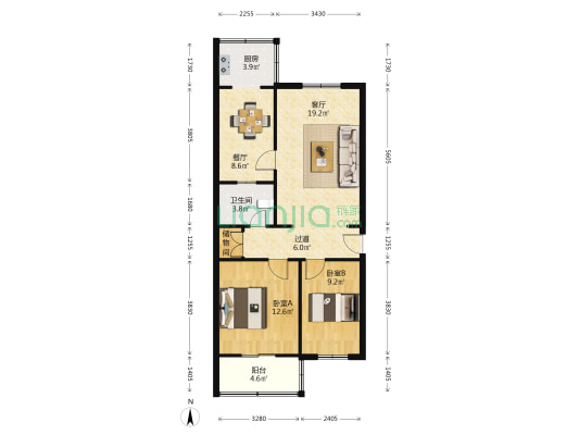 镇中楼 2室2厅1卫 85平方