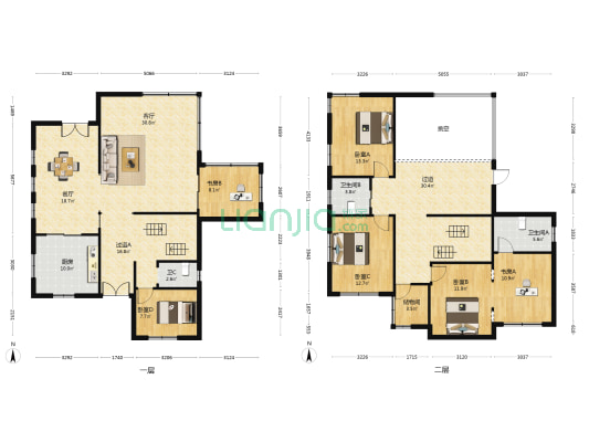 名人大别墅 6室2厅3卫 243平方