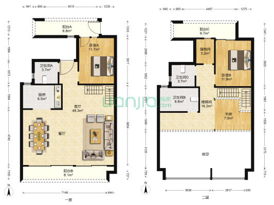 龙湖光谷城 3室1厅3卫 165平方